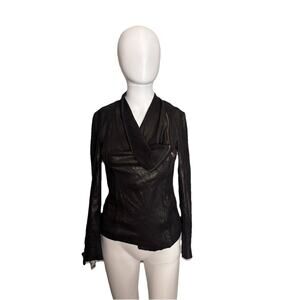 Zara Jacket Women's XS Midnight Black Faux Leather Waist Length